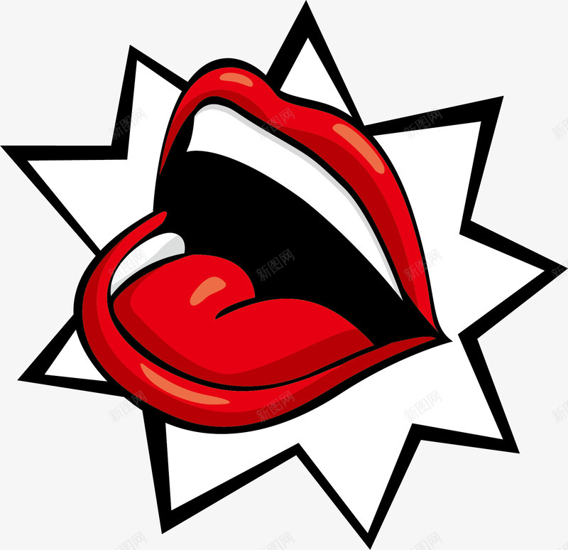 红唇的大嘴png免抠素材_88icon https://88icon.com 卡通手绘 大嘴 爆炸 简约 红唇 装饰