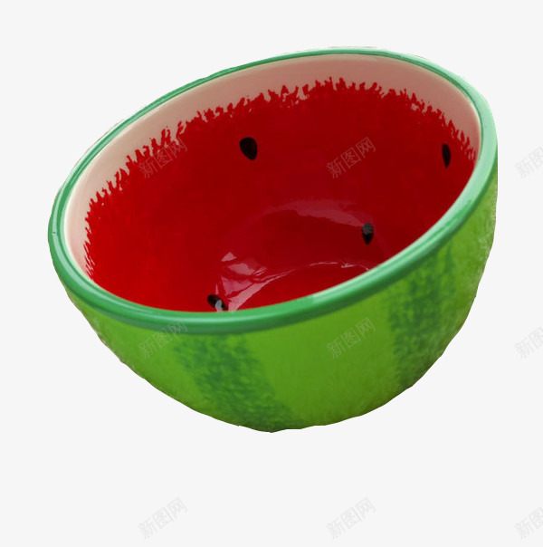 现代碗具png免抠素材_88icon https://88icon.com 可爱 空碗 绿色 西瓜图案 釉色