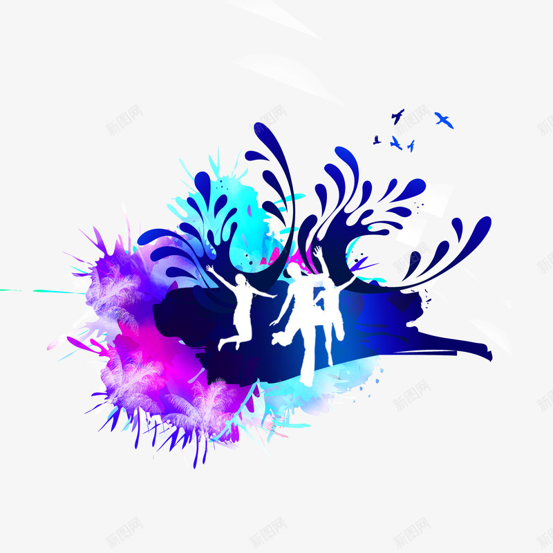 艺术培训多彩动感png免抠素材_88icon https://88icon.com 动感舞蹈 多彩 泼墨 艺术培训
