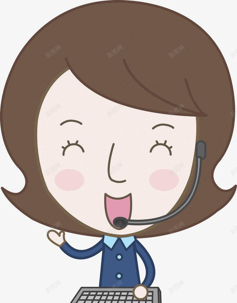 戴耳机的人png免抠素材_88icon https://88icon.com 卡通 工作 漂亮的 耳机 话务员 键盘 高兴