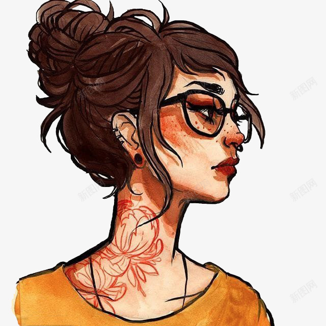 艺术图案纹身时尚少女png免抠素材_88icon https://88icon.com PNG 个性 少女 手绘 时尚 纹身