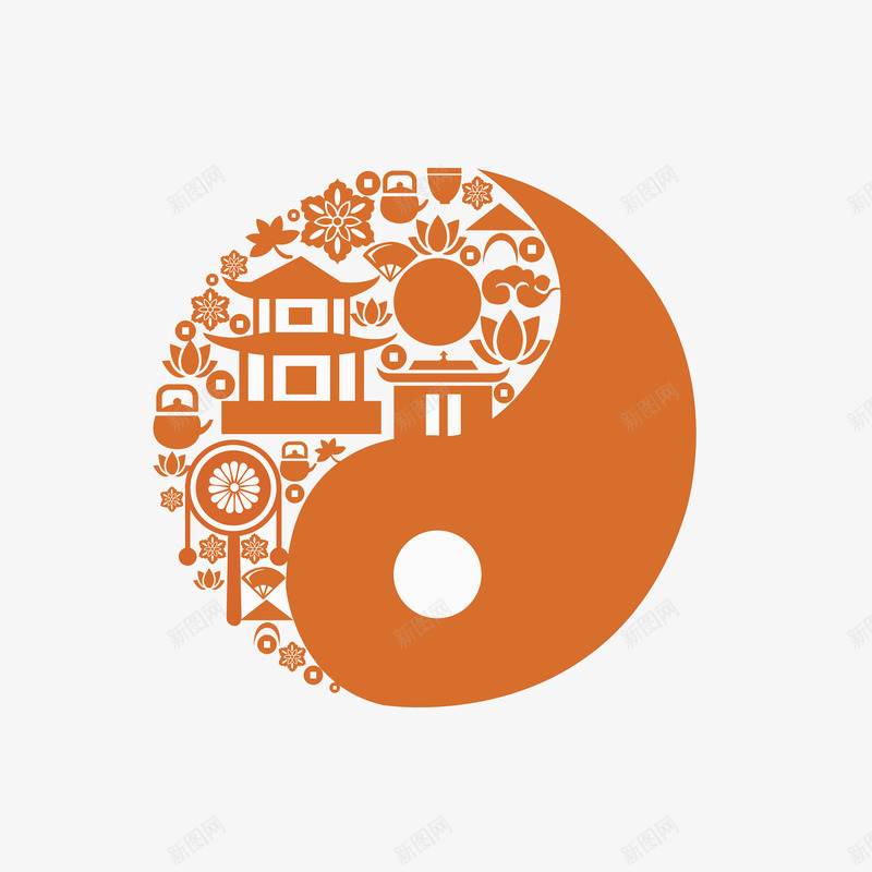 太极形状与中国剪纸png免抠素材_88icon https://88icon.com 传统剪纸 创意 多彩 多样 太极 精致 红色