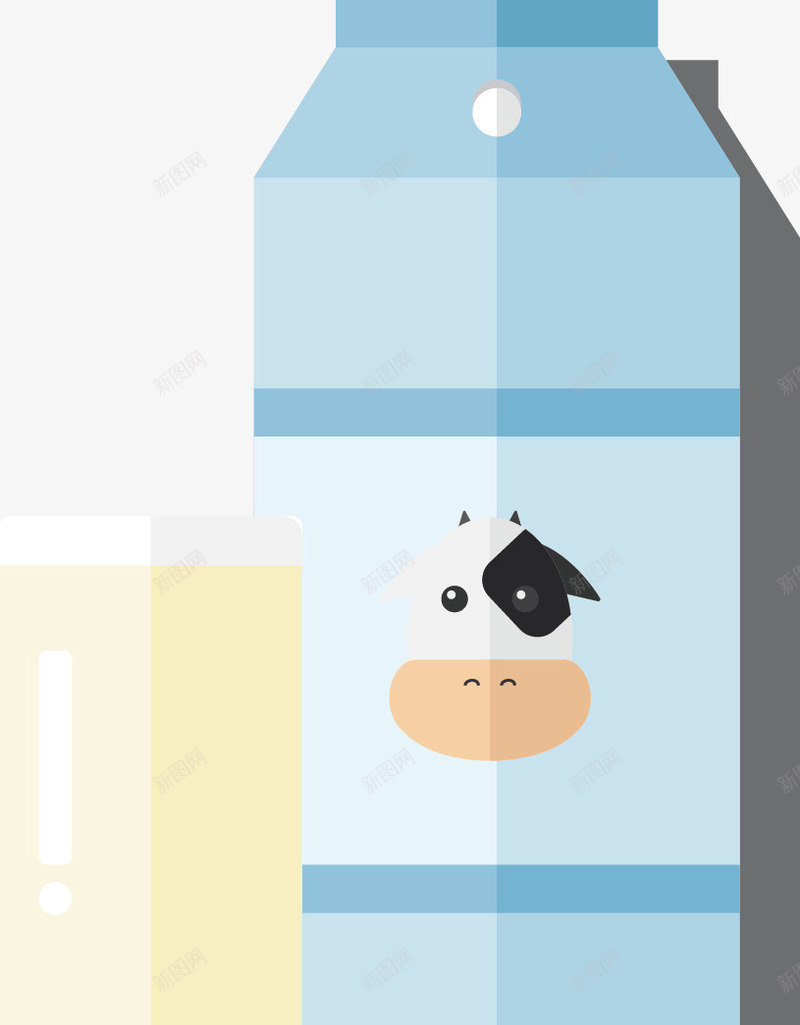 扁平化牛奶矢量图ai免抠素材_88icon https://88icon.com 包装 扁平化 牛奶 矢量图