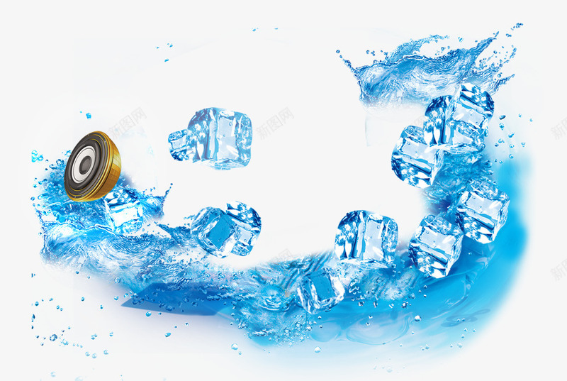 冰块泼洒装饰psd免抠素材_88icon https://88icon.com 冰块图案 泼洒水花 装饰图案 音响