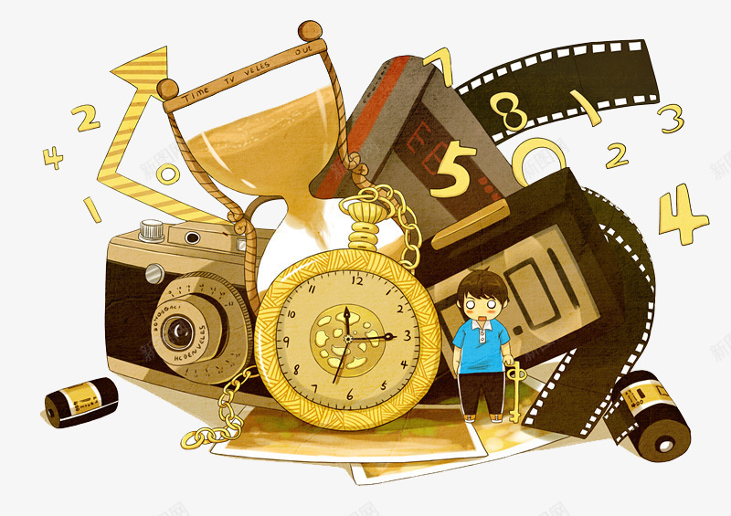 时钟电影胶片和相机png免抠素材_88icon https://88icon.com Q版 卡通 嘻哈 插画 暗黑系 涂鸦 潮流 潮牌 美式漫画 美漫 街头涂鸦