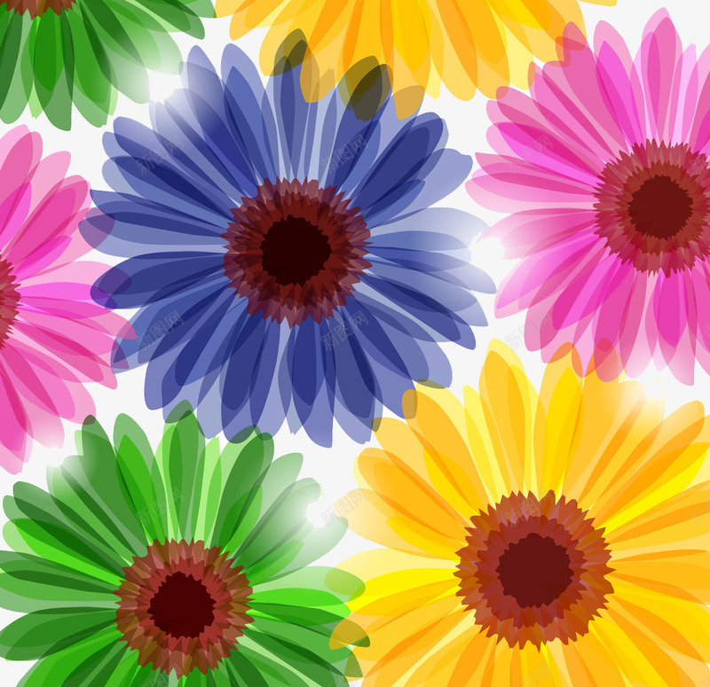 菊花图案png免抠素材_88icon https://88icon.com 五颜六色 菊花 装饰图案