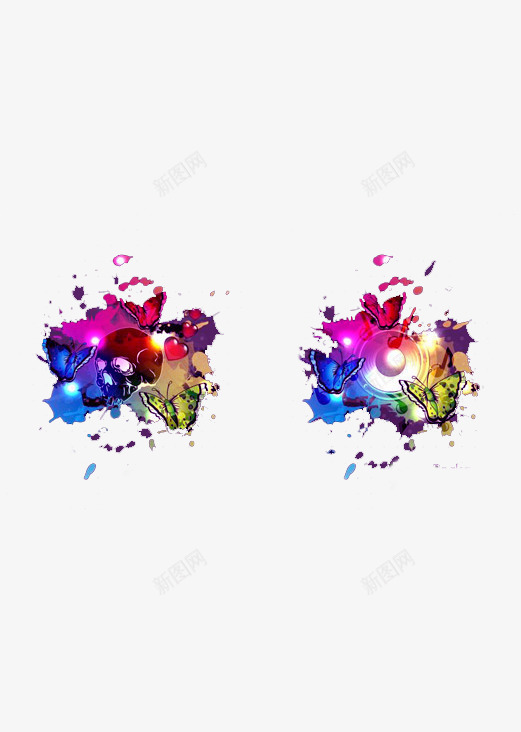 绚丽多彩水墨画蝴蝶装饰png免抠素材_88icon https://88icon.com 多彩 水墨 绚丽 蝴蝶