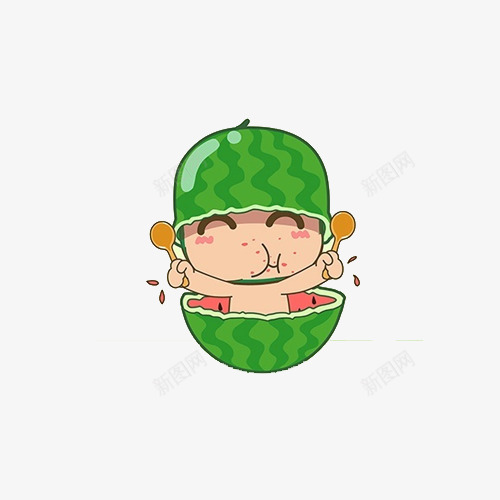 躺在西瓜里的小孩png免抠素材_88icon https://88icon.com 写实 卡通 手绘 水果