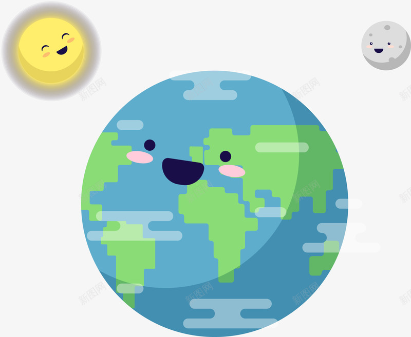 呆萌卡通太阳地球png免抠素材_88icon https://88icon.com 可爱地球 呆萌地球 太空 太阳地球 宇宙 月亮 装饰图案