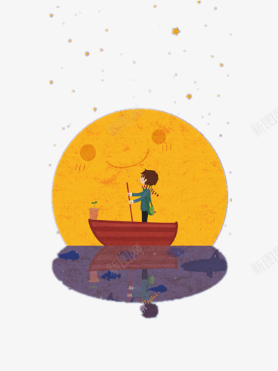 梦想png免抠素材_88icon https://88icon.com 小船 插画 月亮