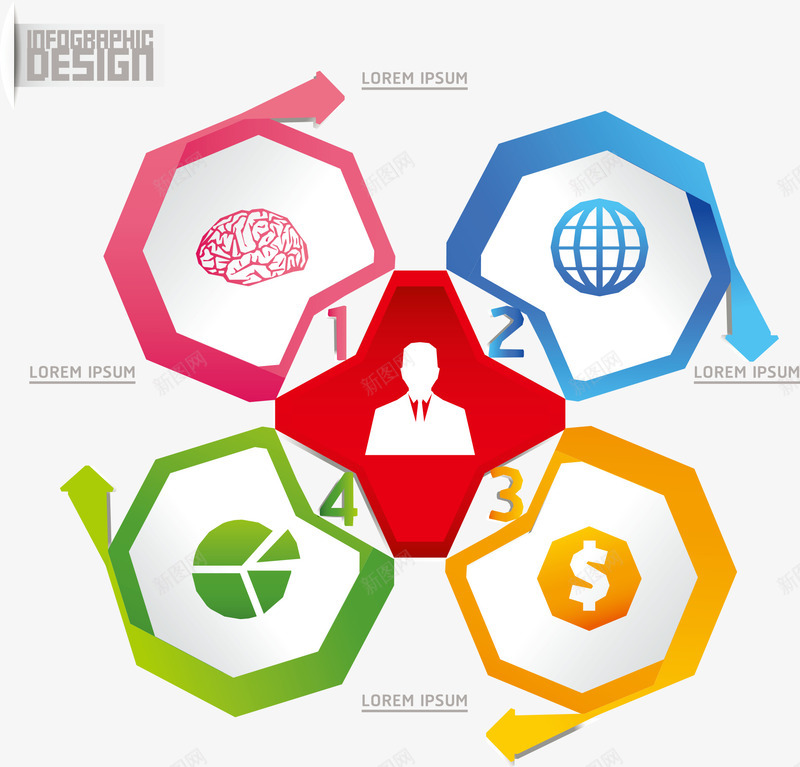 彩色箭头与图形矢量图eps免抠素材_88icon https://88icon.com PPT图形 PPT图表 信息图表 商务信息 彩色箭头 扭曲图形 演示图形 矢量图