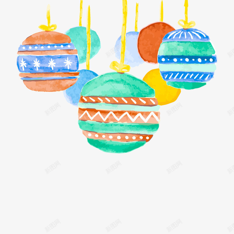 彩色吊球装饰png免抠素材_88icon https://88icon.com 卡通 吊球 彩色圆球 水彩绘 背景装饰