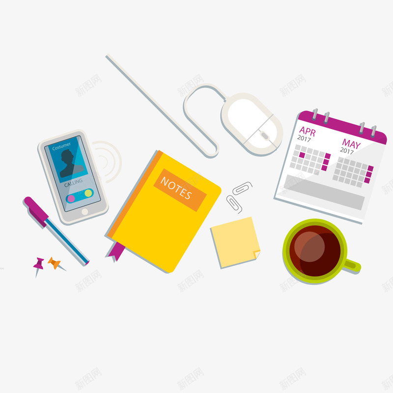 彩色办公桌面商务信息png免抠素材_88icon https://88icon.com 办公室桌面 卡通 卡通素材 商务 商务素材