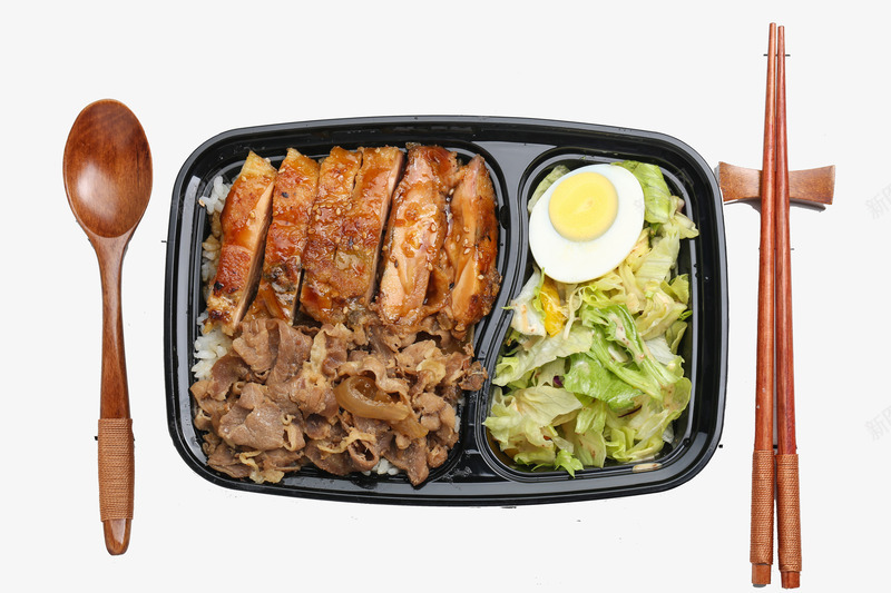 卤肉饭png免抠素材_88icon https://88icon.com PNG免扣图下载 快餐 筷子 食物 餐盒 鸡蛋 黑色餐盒