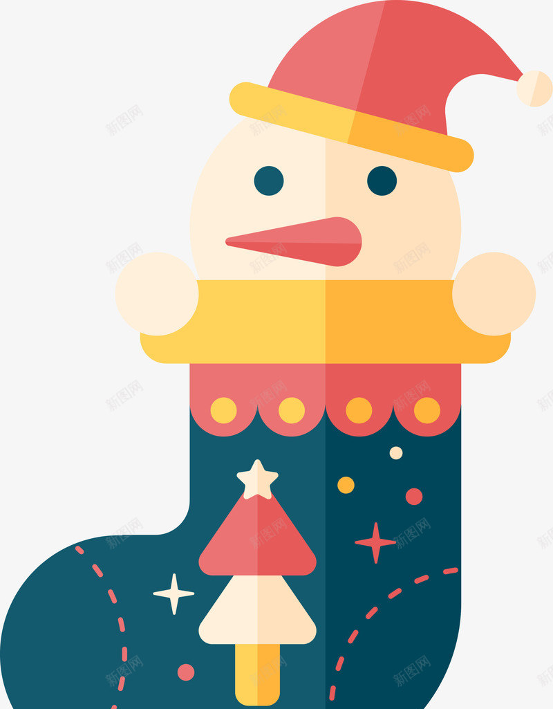 圣诞节多彩袜子png免抠素材_88icon https://88icon.com 喜庆 圣诞节袜子 圣诞袜 多彩袜子 红色帽子 黄色星星