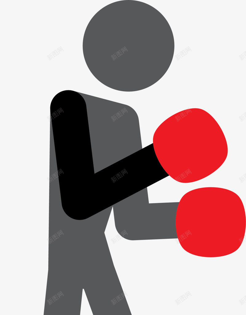 灰色扁平拳击小人png免抠素材_88icon https://88icon.com 健康 强身健体 拳击小人 比赛竞技 灰色小人 运动健身
