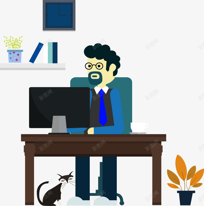 辛苦加班的商务小人png免抠素材_88icon https://88icon.com 商务小人 老板 辛苦加班 领导