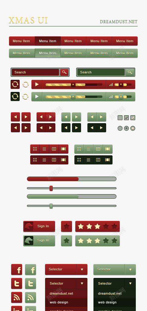 导航栏psd免抠素材_88icon https://88icon.com 主题 导航栏 红色 绿色