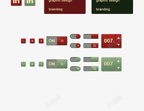 导航栏psd免抠素材_88icon https://88icon.com 主题 导航栏 红色 绿色