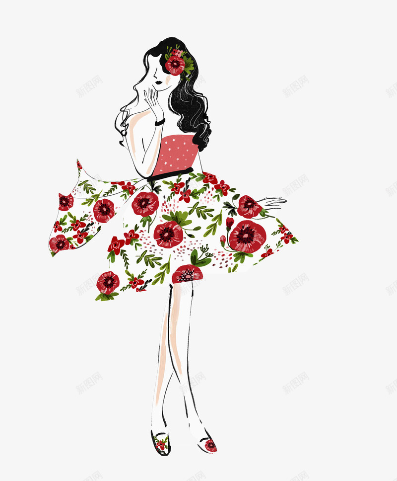 红色碎花半身裙时尚女郎png免抠素材_88icon https://88icon.com 手绘平面 抹胸小裙子 时尚女生 时尚女郎 时尚小花裙女孩 漂亮女生 碎花裙子 红色碎花