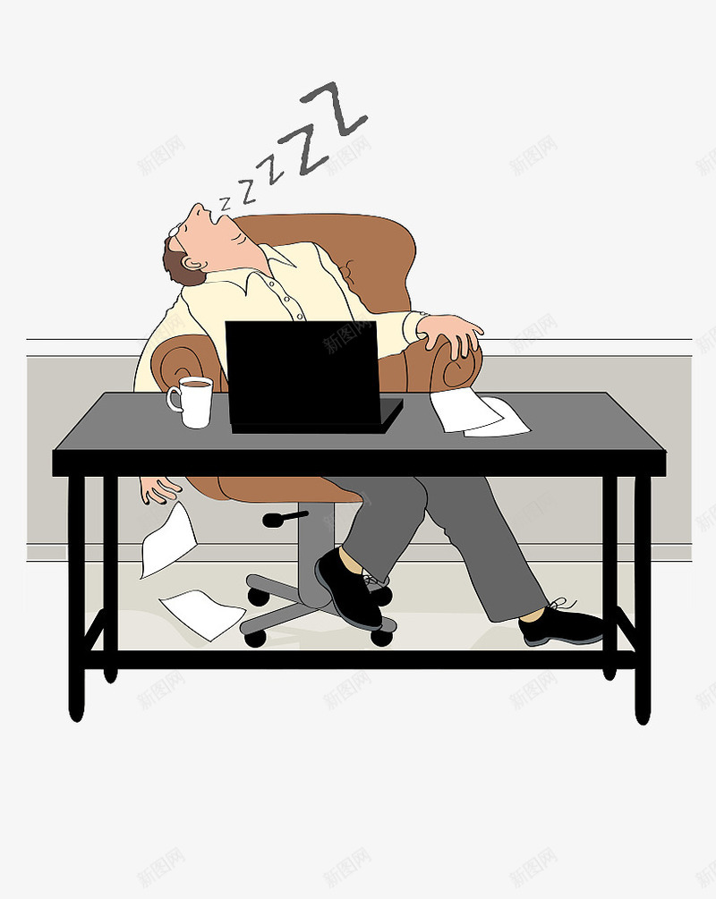 漫画插图办公乏力睡着的人png免抠素材_88icon https://88icon.com 乏力 无精打采 睡着的人