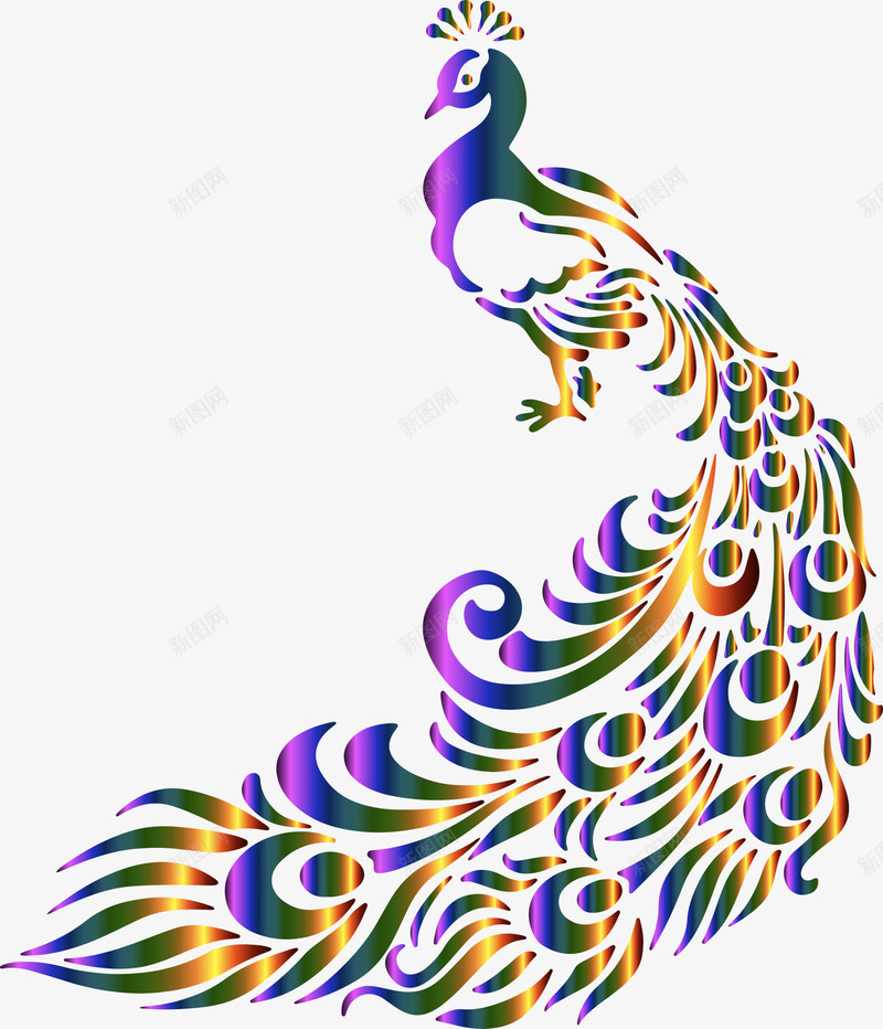 多彩孔雀png免抠素材_88icon https://88icon.com 动物 多彩 孔雀 装饰