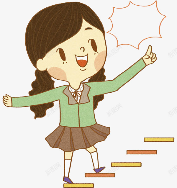 上台阶的女生图png免抠素材_88icon https://88icon.com 卡通 台阶 女生 张开双手 手绘 插图 漂亮的 高兴地