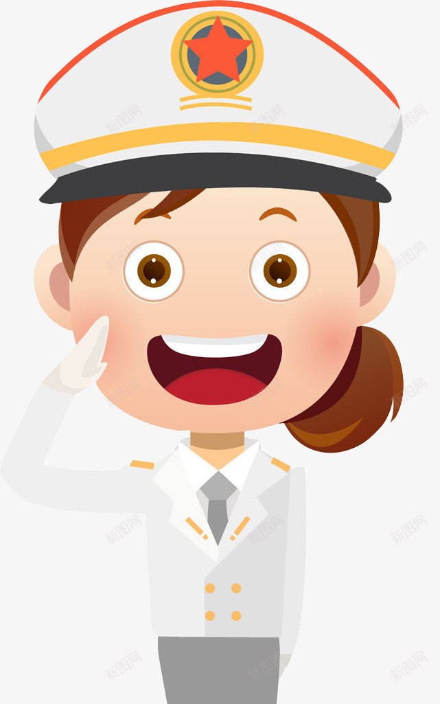 卡通高兴地军人图png免抠素材_88icon https://88icon.com 军人 女人 插图 敬礼的 漂亮的 白色军装 高兴地