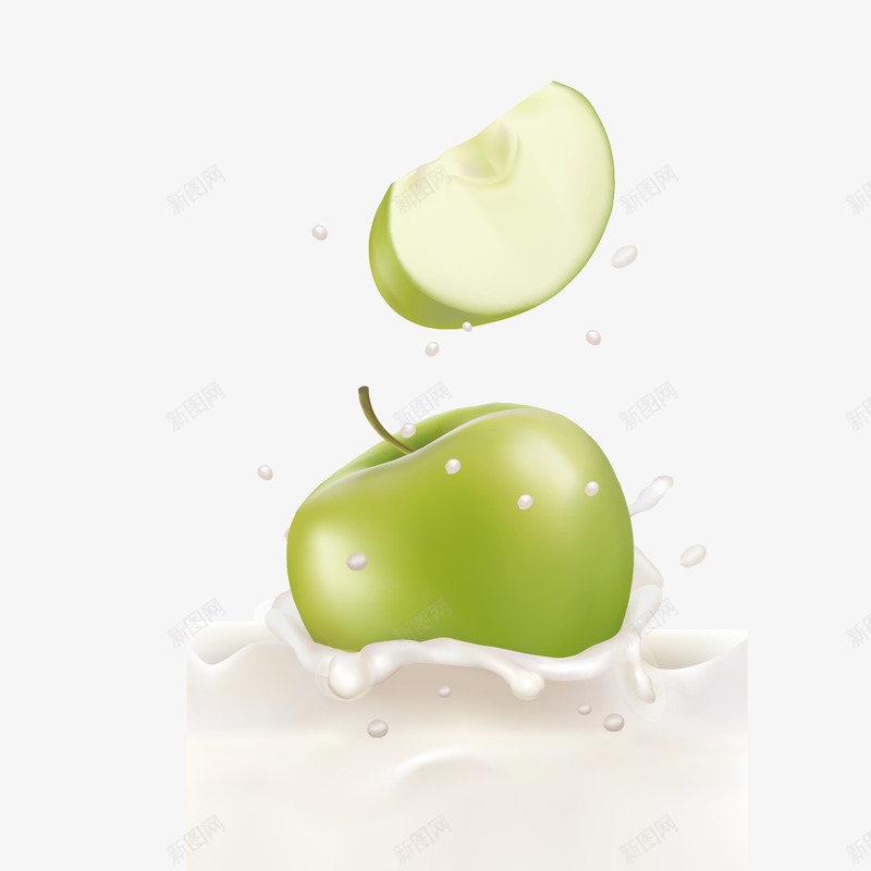 加入牛奶的水果溅起的奶花png免抠素材_88icon https://88icon.com 水果 牛奶 青苹果