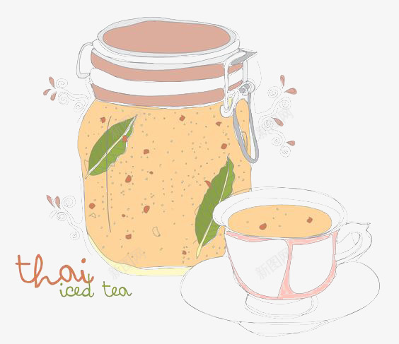 卡通泡茶png免抠素材_88icon https://88icon.com 水彩 泡茶 玻璃罐 罐子 薄荷 饮料