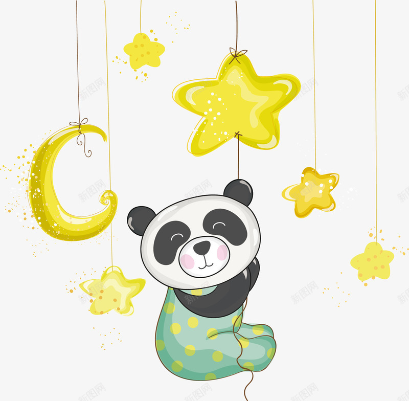 卡通国宝熊猫矢量图ai免抠素材_88icon https://88icon.com 卡通 可爱 国宝 星星 月亮 熊猫 矢量图