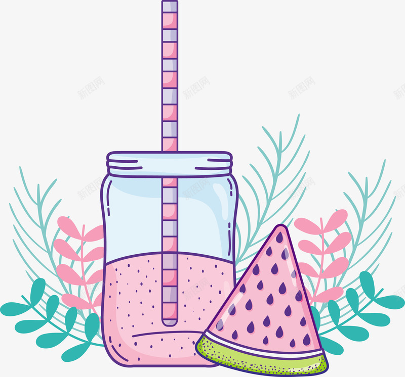 手绘夏日饮品矢量图eps免抠素材_88icon https://88icon.com 一杯西瓜汁 夏日凉爽 手绘 手绘西瓜汁 西瓜 西瓜汁 矢量图