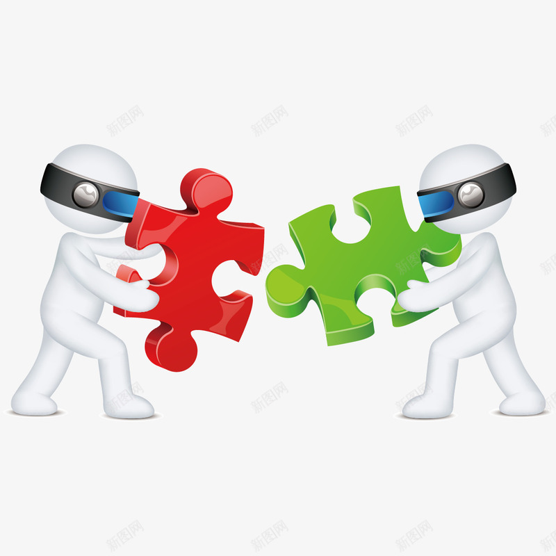 3D小人和拼图矢量图ai免抠素材_88icon https://88icon.com 小人 拼图 拼结 红色 绿色 防护 矢量图