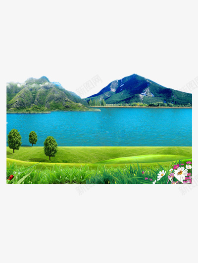 漂亮的湖泊景色png免抠素材_88icon https://88icon.com 旅游 湖泊 绿色