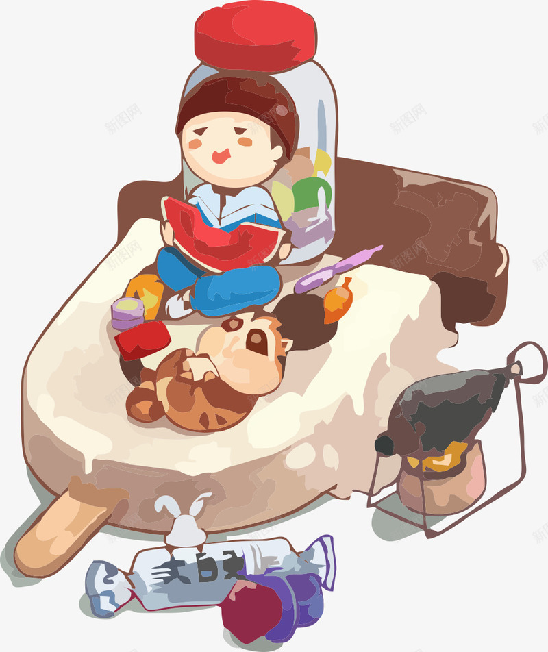 坐在冰棍上吃西瓜的儿童插画png免抠素材_88icon https://88icon.com 儿童 免抠儿童吃西瓜素材 手绘 食物