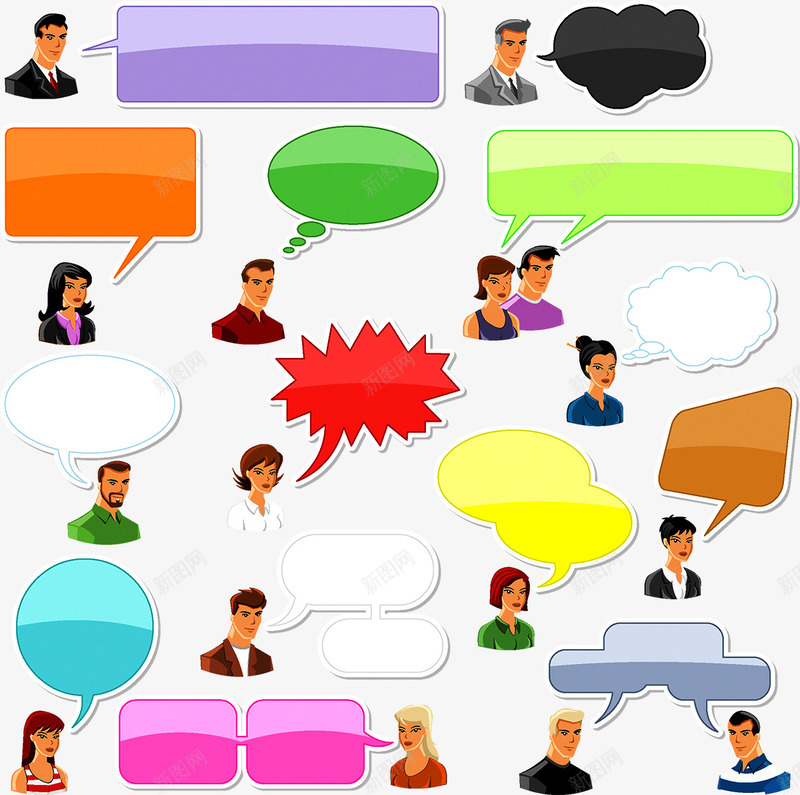 人物对话框矢量图ai免抠素材_88icon https://88icon.com 人物 会话 多彩 对话框 气泡 聊天 矢量图