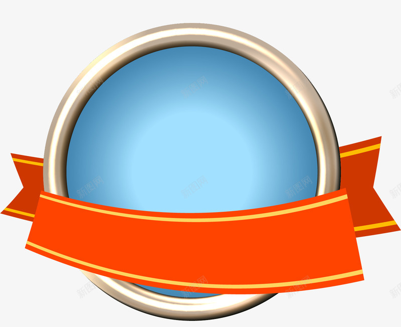 圆形蓝色牌子边框png免抠素材_88icon https://88icon.com 免抠PNG 卡通 彩带 招牌 简约 金属边框 银色边框
