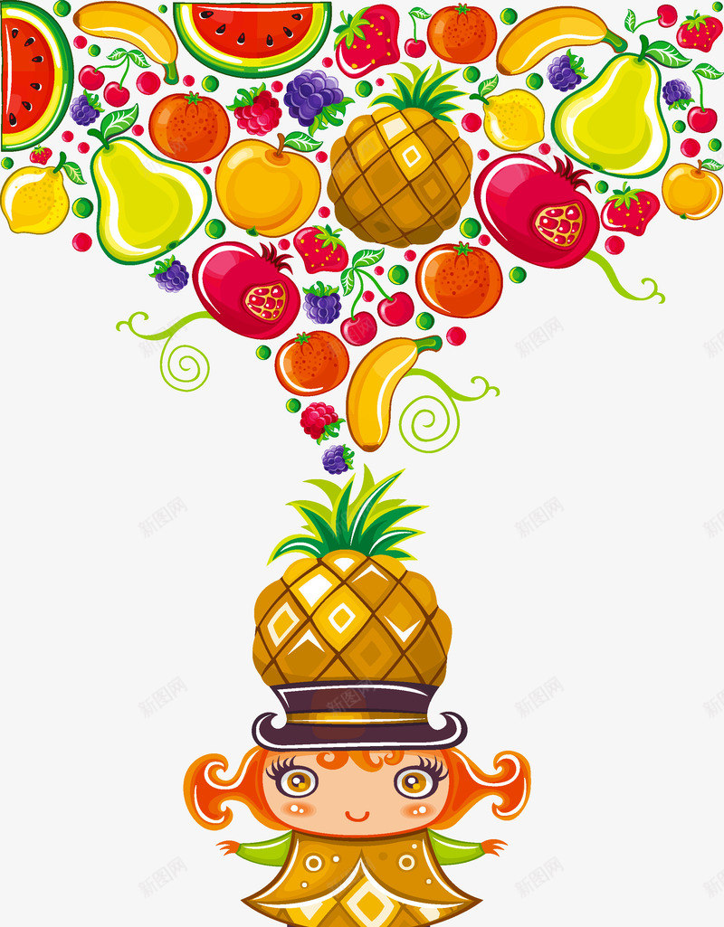 水果缤纷矢量图ai免抠素材_88icon https://88icon.com 水果 水果缤纷 菠萝 西瓜 香蕉 矢量图