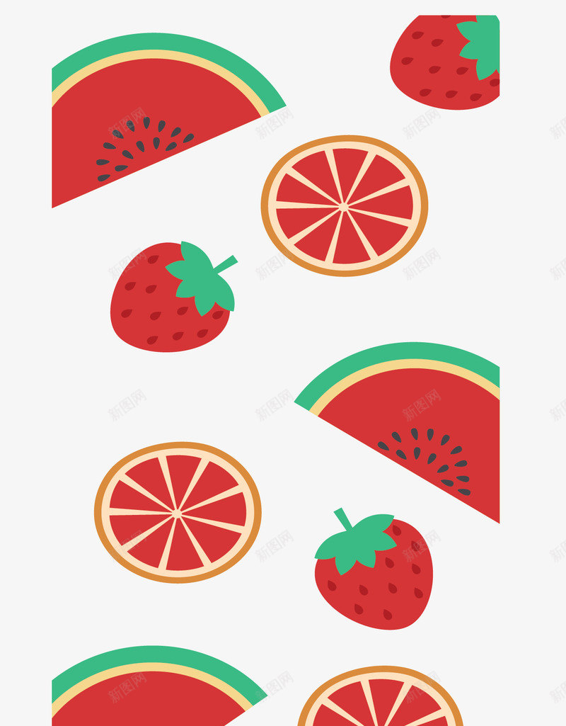 草莓西瓜水果花纹矢量图ai免抠素材_88icon https://88icon.com 水果 矢量png 红色花纹 花纹 草莓花纹 西瓜花纹 矢量图