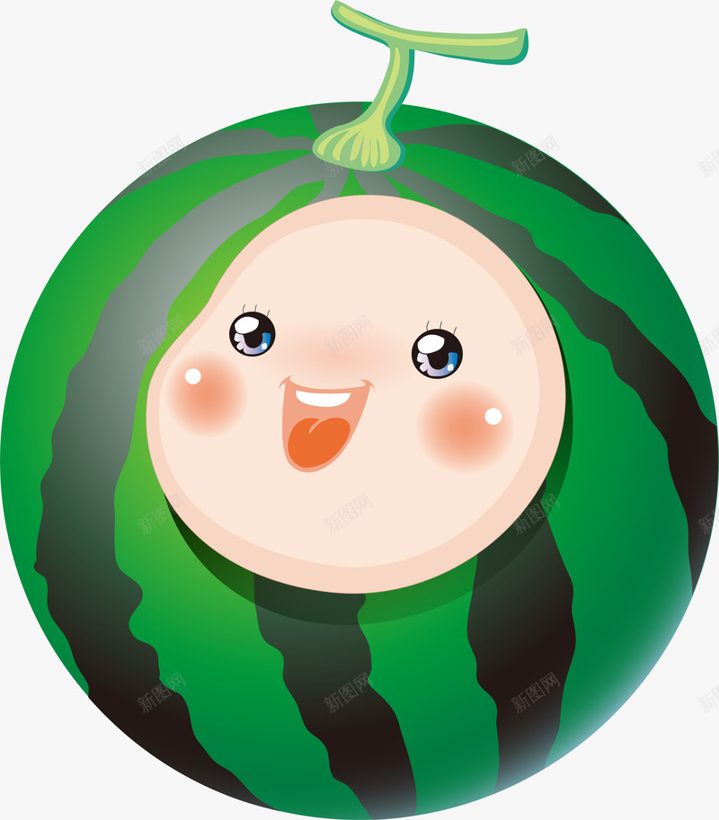 卡通创意水果可爱娃娃脸西瓜png免抠素材_88icon https://88icon.com 什锦水果 各种水果 水果 矢量水果 绿色水果 绿色食品 超市水果 高清水果