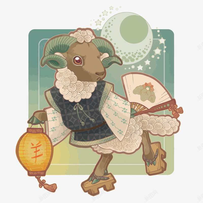 手绘羊矢量图eps免抠素材_88icon https://88icon.com PNG图片 PNG图片素材 PNG素材 PNG素材免费 PNG素材免费下载 十二生肖 手绘 月亮 羊 矢量图