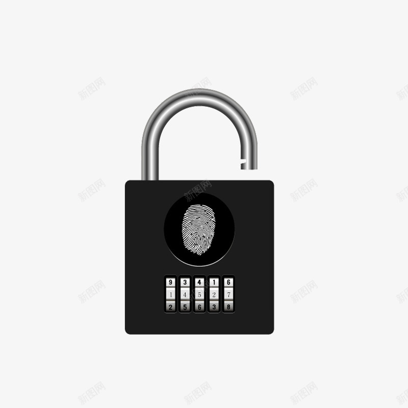 创意指纹密码锁头png免抠素材_88icon https://88icon.com 密码锁 指纹 金属 锁头