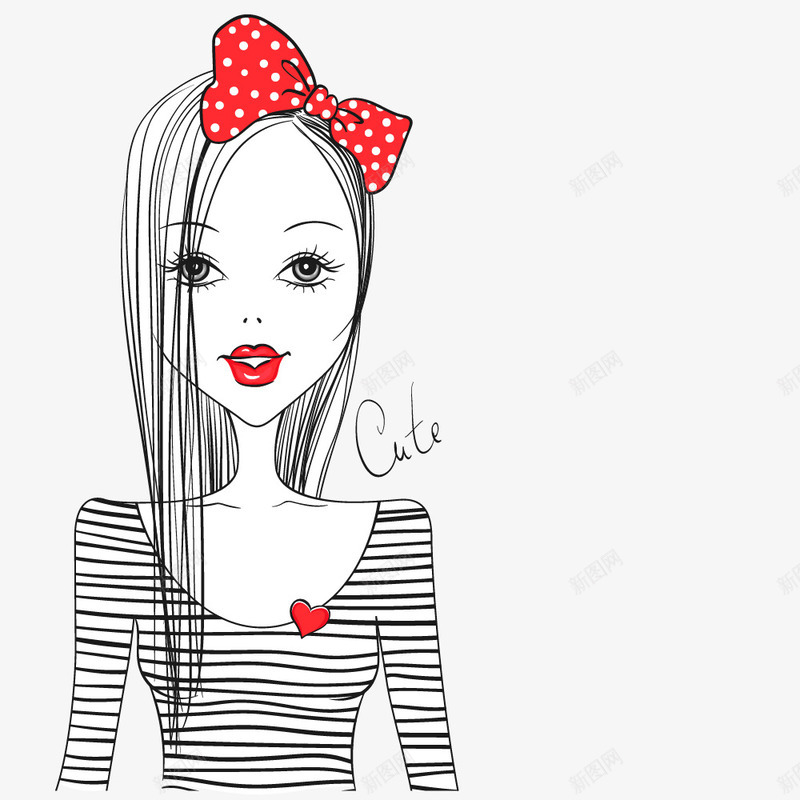 头戴蝴蝶结的美女png免抠素材_88icon https://88icon.com 人物 卡通 发饰 头饰 漂亮的 美女 蝴蝶结 装饰