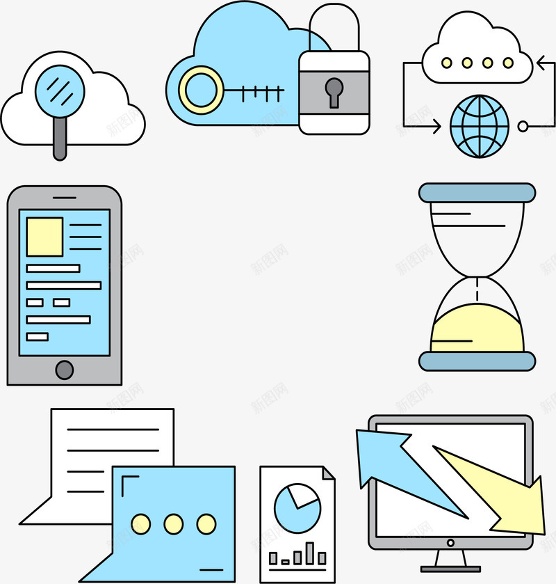 互联网分类标签png免抠素材_88icon https://88icon.com 云端 信息安全 数据分析 矢量素材 移动端 计时器