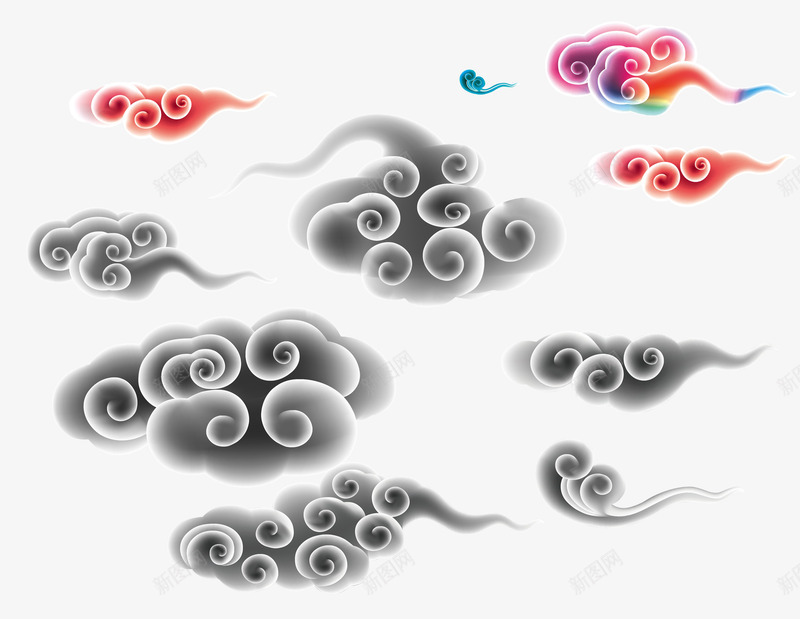 祥云图案3G壁纸站png免抠素材_88icon https://88icon.com 3G壁纸站 中国传统图案 多彩 祥云 黑色