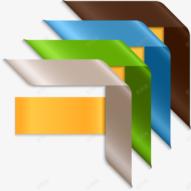 多彩拐角png免抠素材_88icon https://88icon.com 多彩拐角 装饰角 锦带