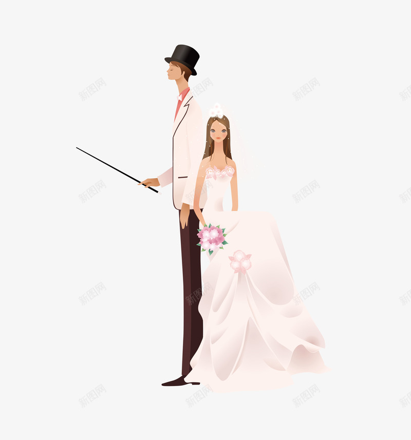 手绘新娘新郎人物png免抠素材_88icon https://88icon.com 卡通 婚礼 新人 漫画婚纱人物 邀约