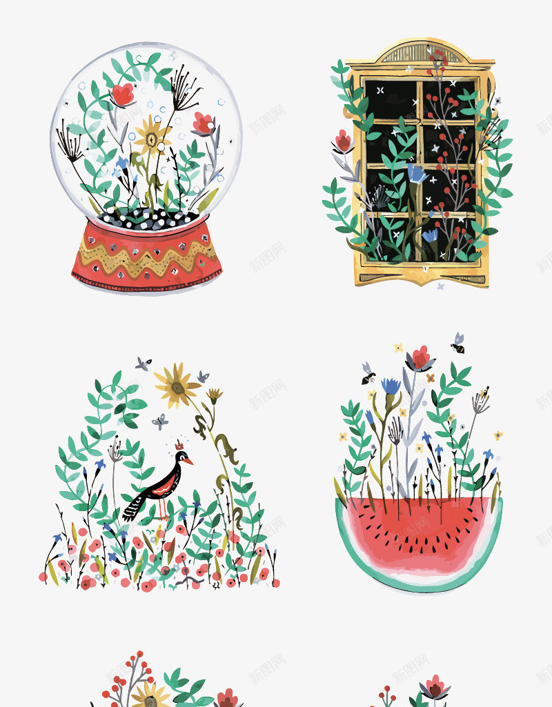 小清新植物矢量图eps免抠素材_88icon https://88icon.com PNG PNG图片 PNG图片素材 PNG素材 PNG素材免费 PNG素材免费下载 小清新 手绘 植物 窗户 西瓜 矢量图