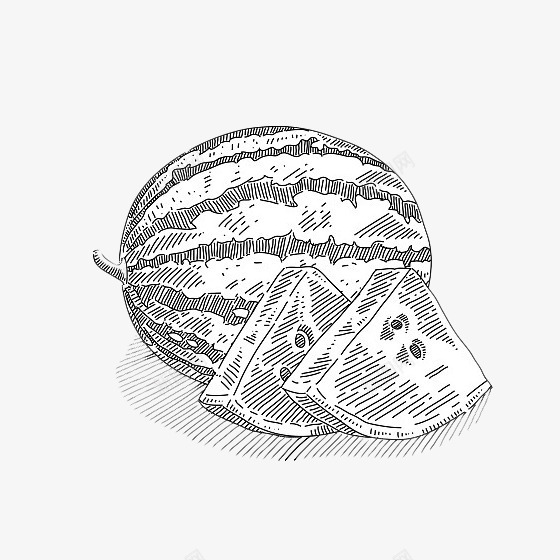 黑色素描西瓜和西瓜片png免抠素材_88icon https://88icon.com 夏天 夏日 插画 简笔画 素描 西瓜 西瓜片 西瓜籽 黑白西瓜