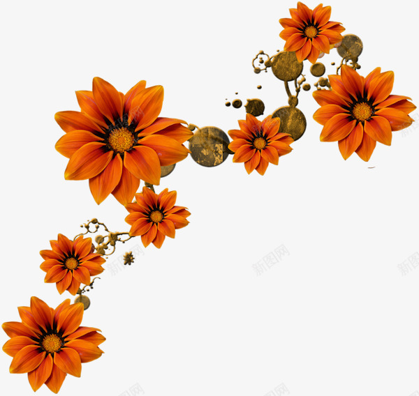 黄色花卉装饰图案png免抠素材_88icon https://88icon.com 花卉 菊花 装饰图案 黄色